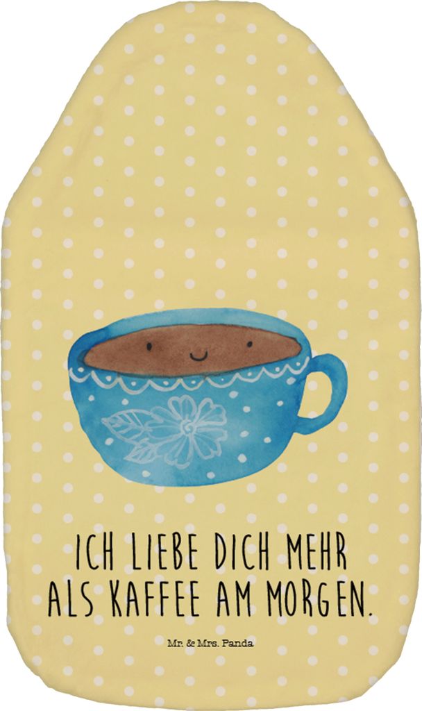 Mr. & Mrs. Panda Wärmflasche Kaffee Tasse - Gelb Pastell - Geschenk, Lustige Sprüche, mit Bezug, Wärmekissen, Wärmflaschen, Geschmack, Glückli...