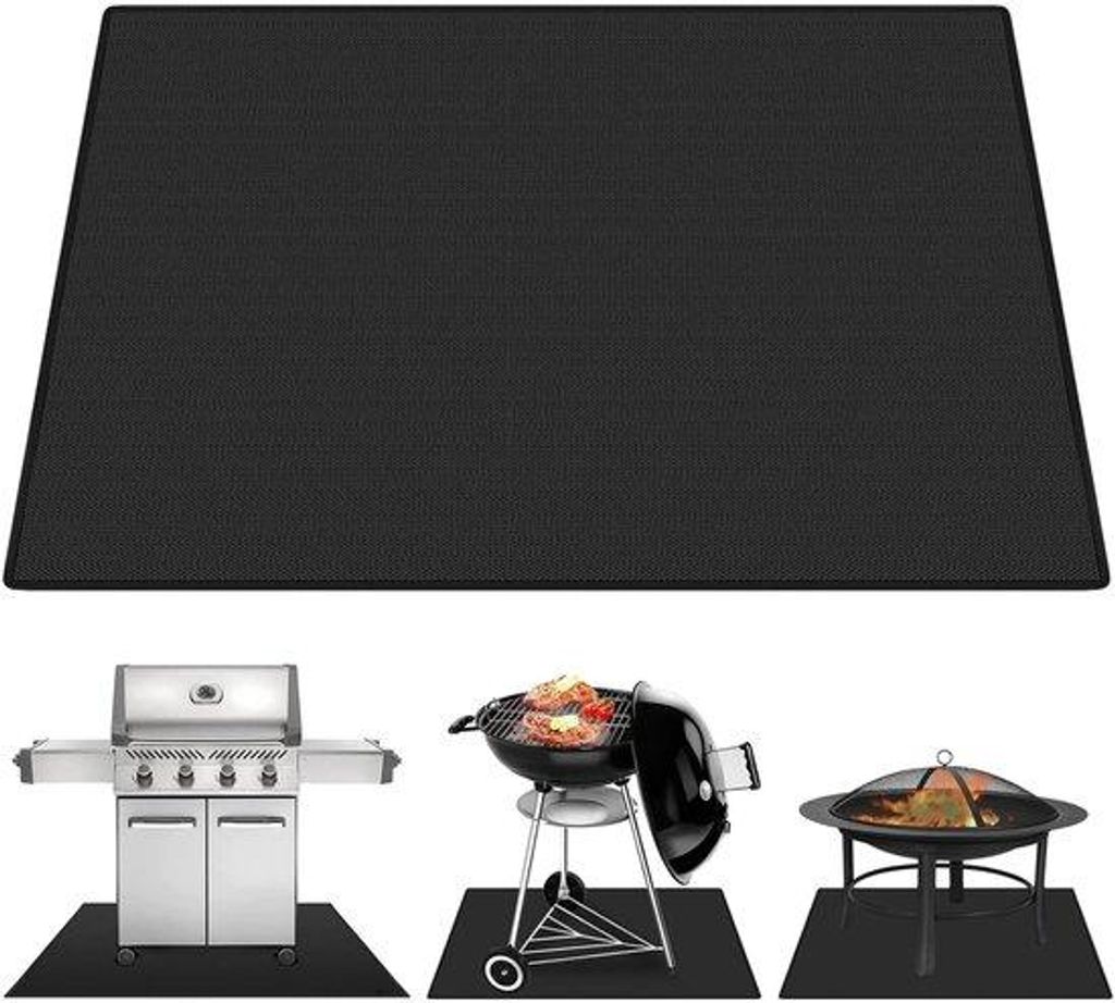 Hitzebeständige Grillmatte, 100x150, oliebeständig, schwarz, Gasgrill, Hitzeschutz