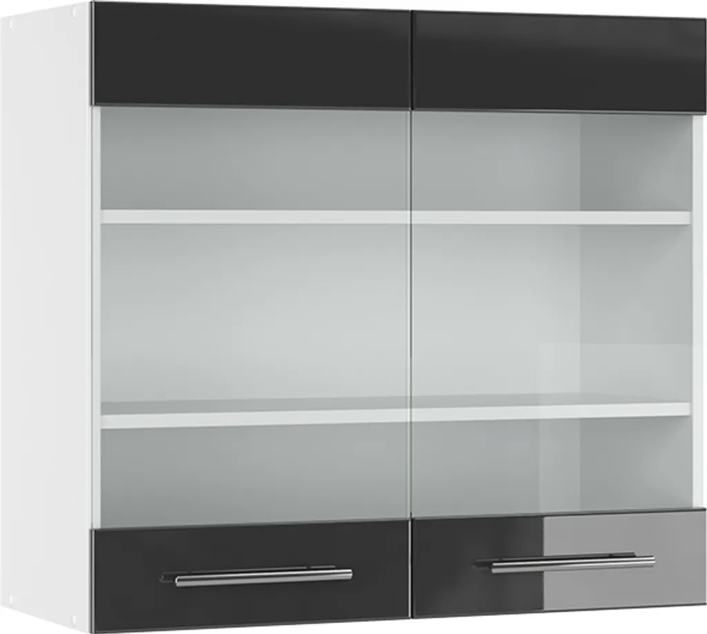 Vicco Mobile da cucina in vetro Fame-Line, 80 cm, Antracite lucido/Bianco