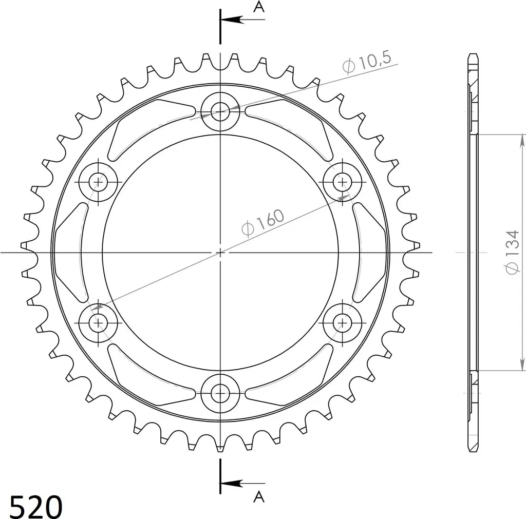 Couronne Supersprox Acier 43Z Pas 520 Noir RFE-1308 Haute Résistance