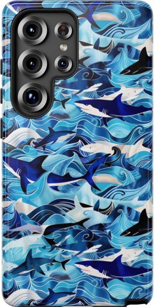 Blaue Ozeanwellen und Haie – Hülle Kompatibel mit Samsung Galaxy S25 Ultra