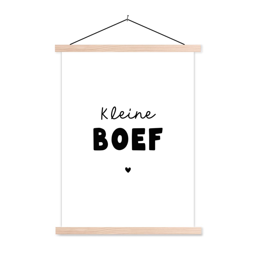 MuchoWow Textilposter Kinder - Zitate - Kleiner Schlingel - Sprichwörter 120x160 cm mit holzfarbenen Rahmen - Plakatkarton
