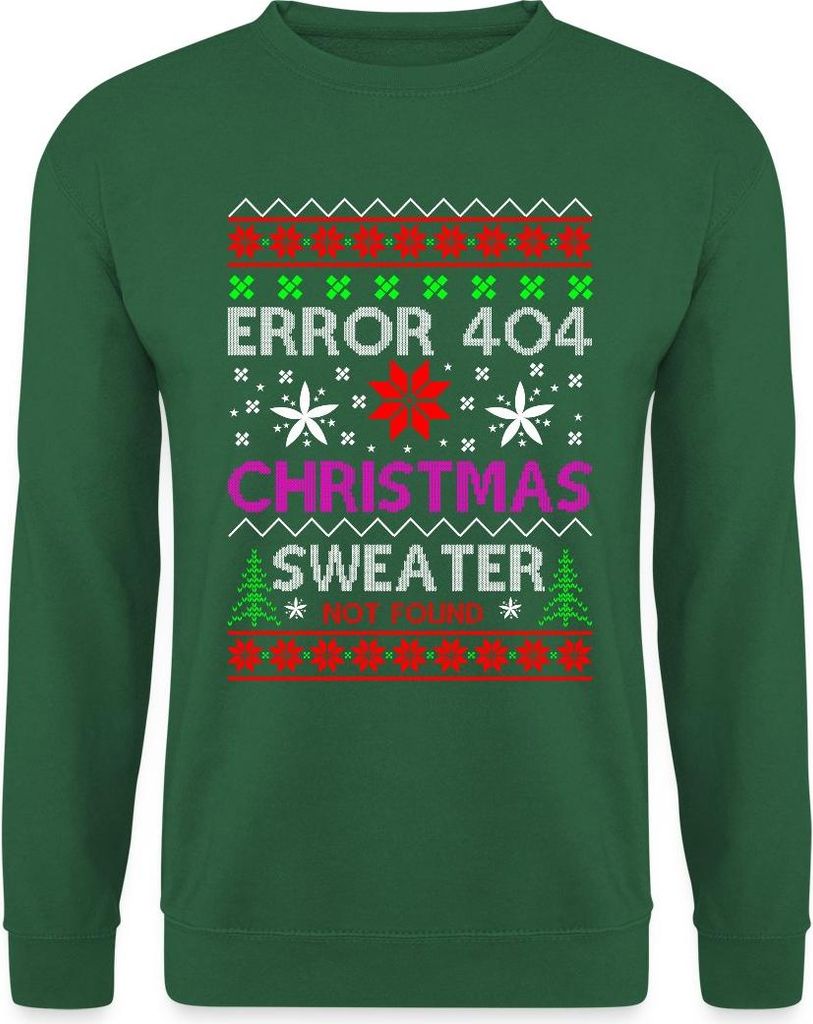 Spreadshirt Error 404 Ugly Christmas IT Nerd Geschenk Uni Pullover, L, Grün