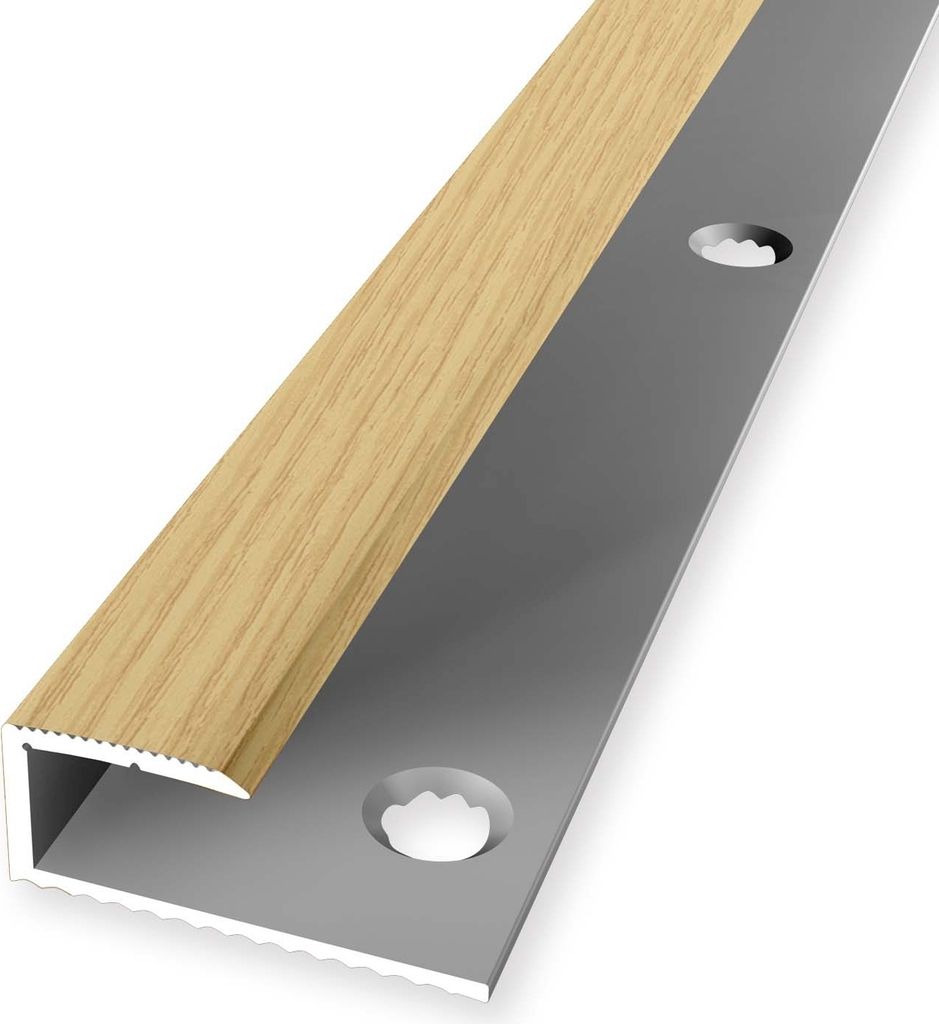Abschlussprofil 11 x 28 x 2700 mm Einfassleiste Einfassprofil Aluminium eloxiert Geriffelt Versenkt Gebohrt Eiche hell Küberit