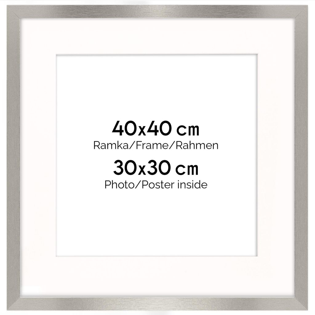 Cornice FRAMAI® 40x40 cm in argento - con passe-partout - Immagine del prodotto 
