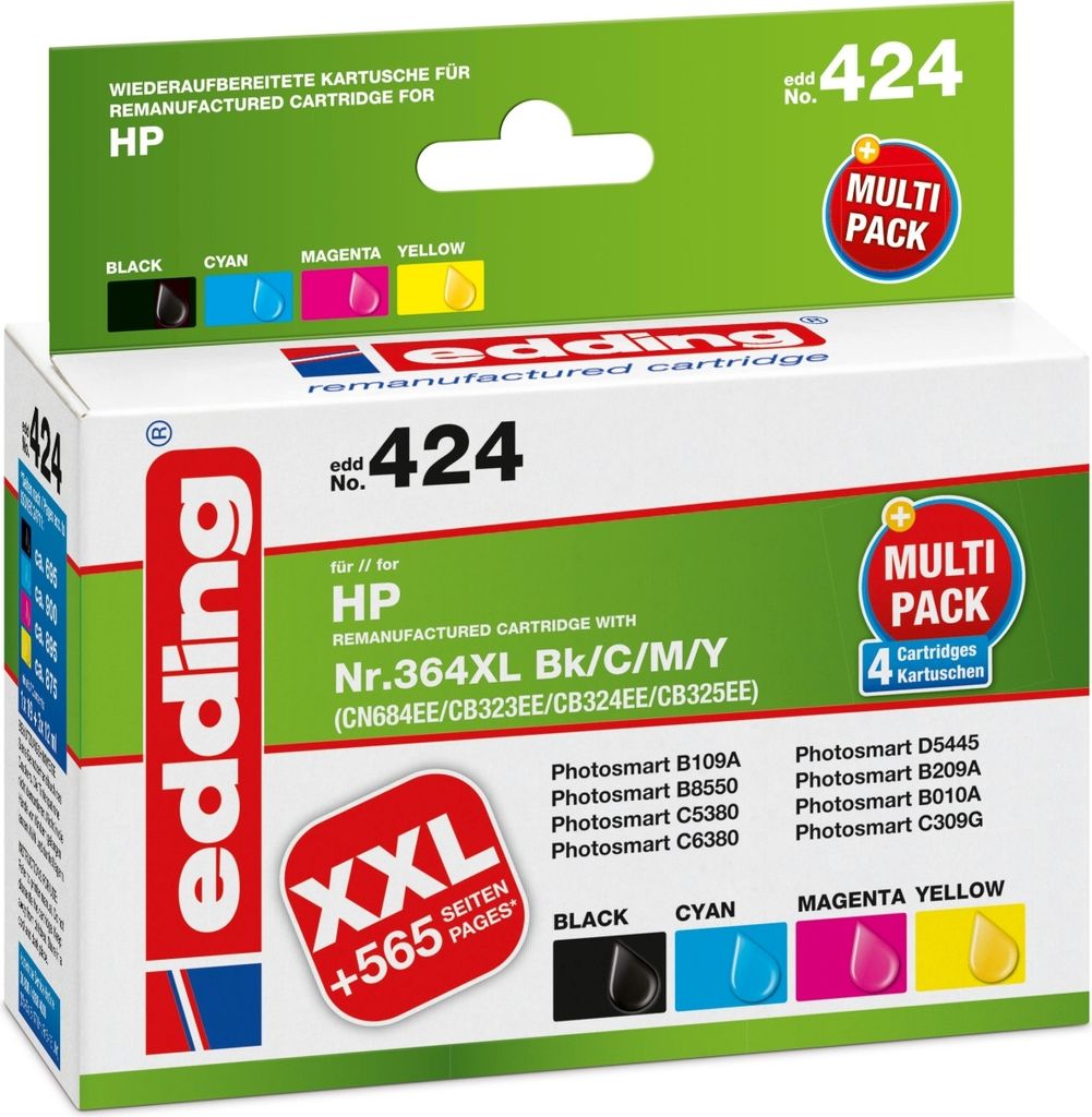 Tintenpatronen Multipack 4 kompatibel mit HP 364XL schwarz + color Packung mit 12 Stück