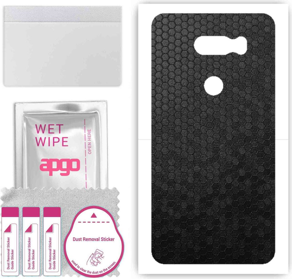 apgo Rückseite Schutzfolie, Skin, kompatibel mit LG V30, Hinten Displayschutzfolie aus Vinylfolie, kratzfest, einfache Montage - Schwarze Honigwabe