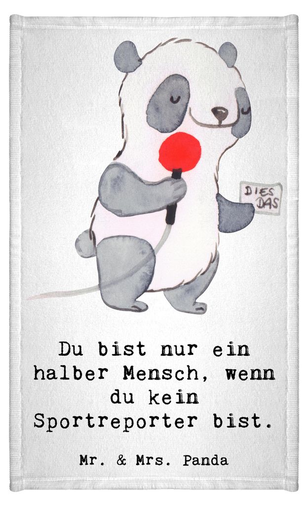 Mr. & Mrs. Panda Handtuch Sportreporter Herz - Weiß - Geschenk, Gästetuch, Mini-Handtuch, Kleines, Gästehandtuch 30x50, gäste wc
