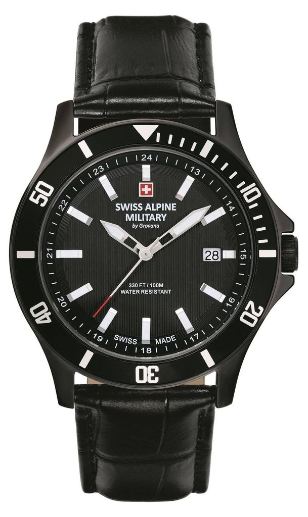 Swiss Alpine Military Herren Armbanduhr 42 mm Armband Leder Produktbild 