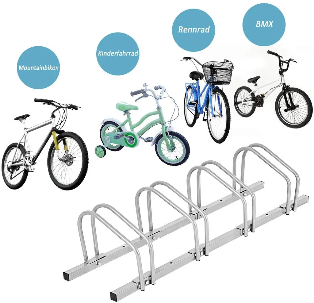 Râtelier pour 4 Vélos Standparker Multiples en Acier Robuste de Jardin