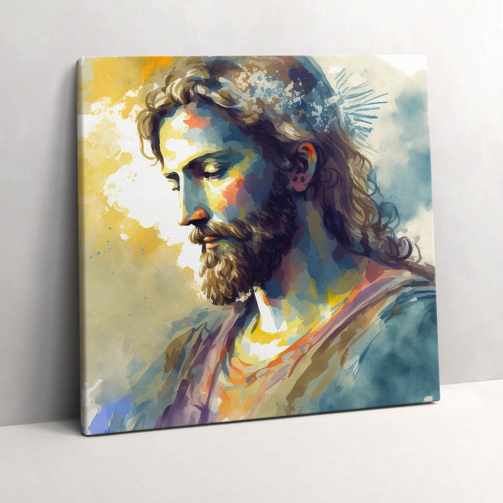 Colorful painting of Jesus – Leinwandbild Wandbild – 60x60 cm – Leinwandbilder – Wandbilder – Schlafzimmer – Flur