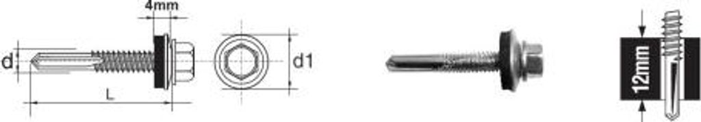 Selbstbohrschraube Mit Sechskantkopf Hwh 5,5*32Mm Mit Epdm 16Mm - 2 Sto - 531 5,5*32