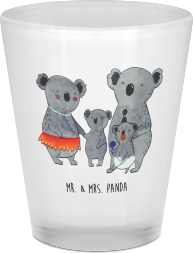 Mr. & Mrs. Panda Schnapsglas Koala Familie - Transparent - Geschenk, Mama, Papa, Shot Glas, Kinder, Shotglas, Bruder, Pinnchen, Stamperl, Likörglas