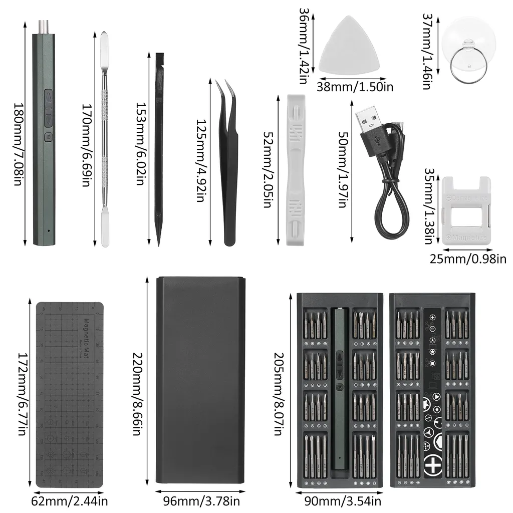 Kit de tournevis électrique de précision lithium 82 pièces pour électronique