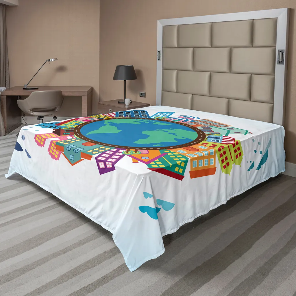Drap de lit doux carte du monde 244x205cm pour un sommeil réparateur