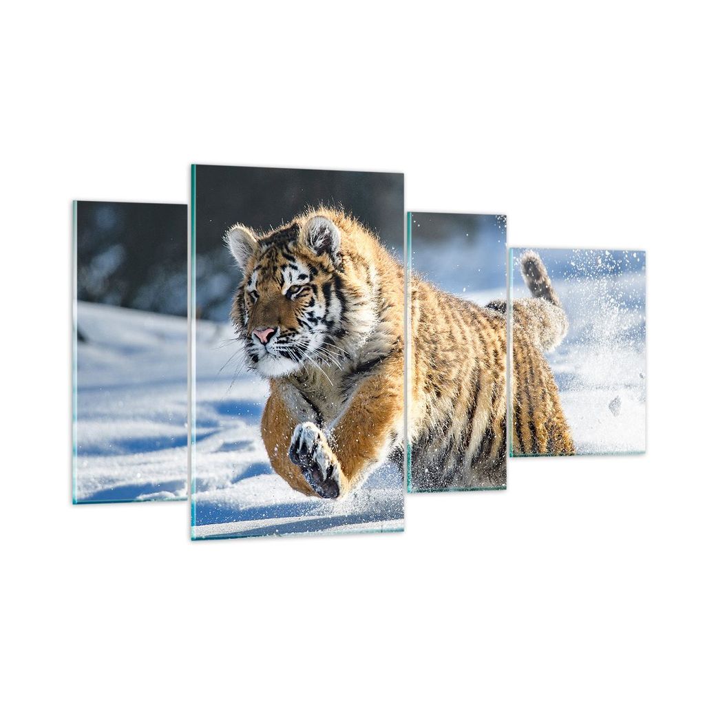 Bilder auf glas - tiger tier - 120x70cm - Glasbilder - Wandbilder - Bilder - Kunstdruck - zum Aufhängen bereit - Wanddekoration aus Glas - Glas Bi...