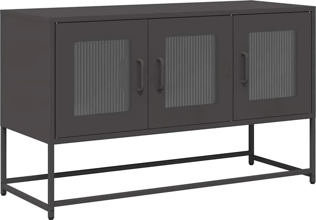 Porta TV Industrial Nero Metallo 100x39x60 Acciaio Laminato Design