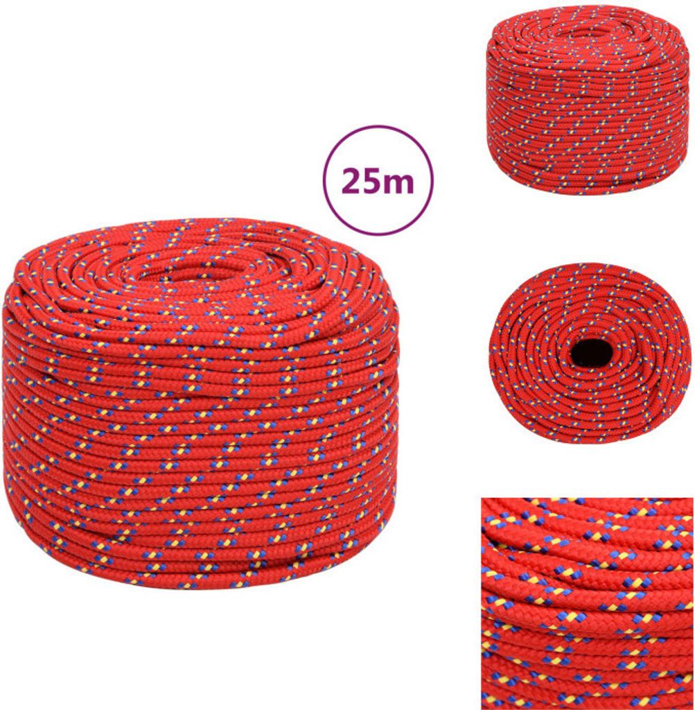 vidaXL Bootsseil Rot 8 mm 25 m Polypropylen - Seile