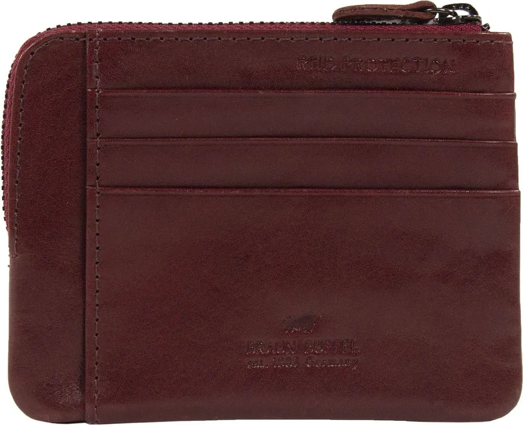 Étui Cuir Arezzo RFID Rosso : Sécurité et Style Mini Wallet 3 Chaines