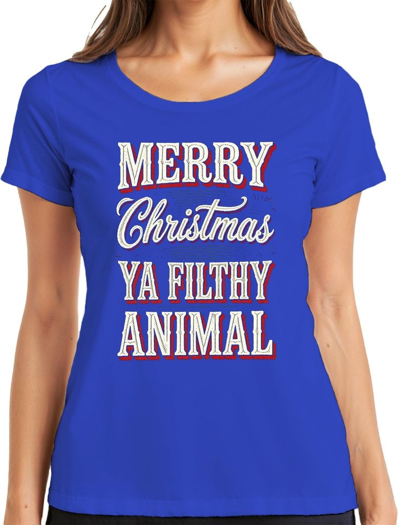 Merry Christmas filthy animal Weihnachten lustig Weihnachtsfeier Damen T-Shirt, Blau, XXL