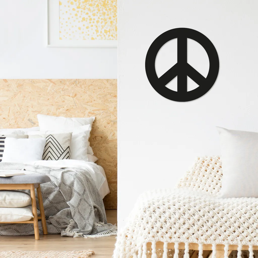 Wallity Peace TNL1131 - Quadro in Metallo Nero 50x50cm Spessore 1mm
