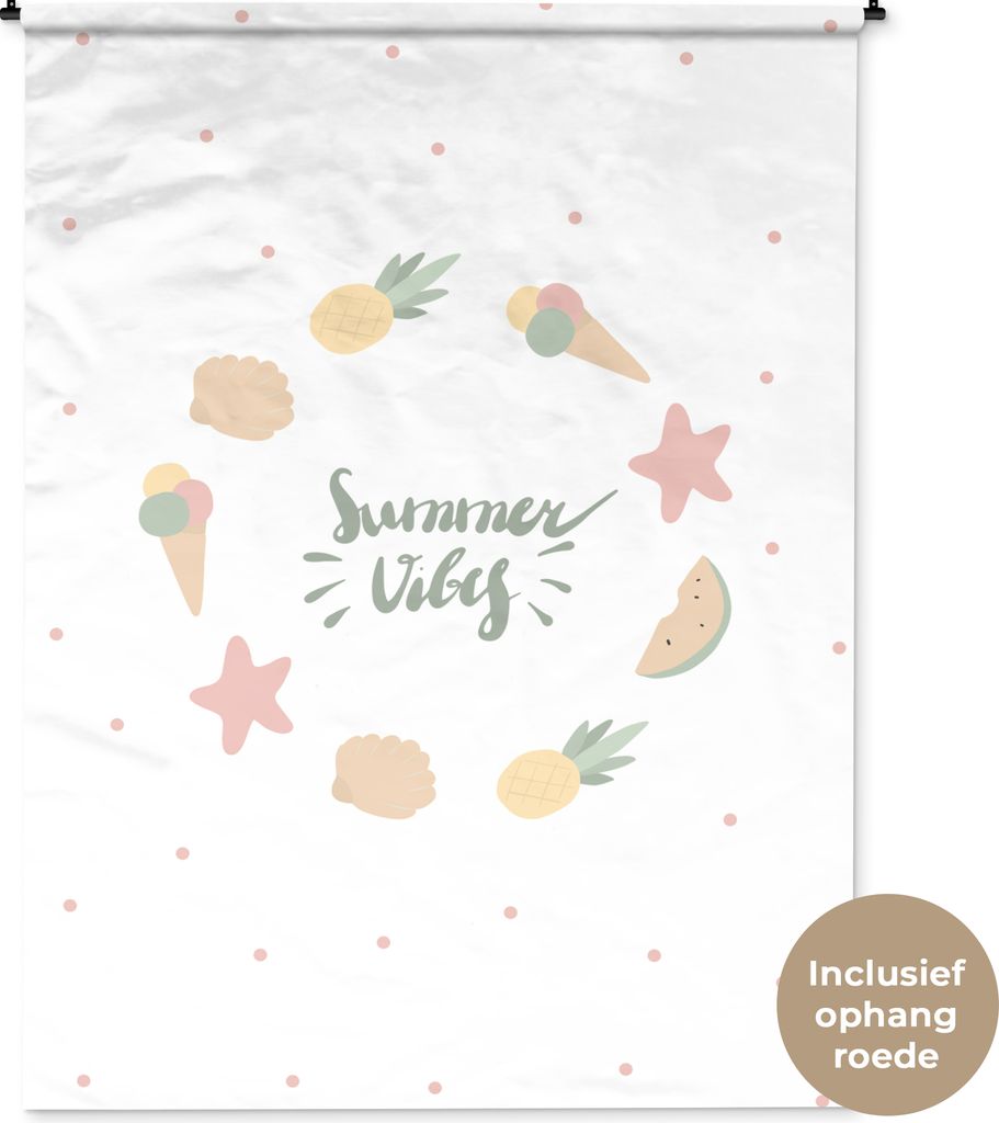 MuchoWow Wandteppich Wandbehang Sommer - Obst - Muscheln 150x200 cm Tapisserie Dekoration Wandtuch - Wandaufhängung - Moderner