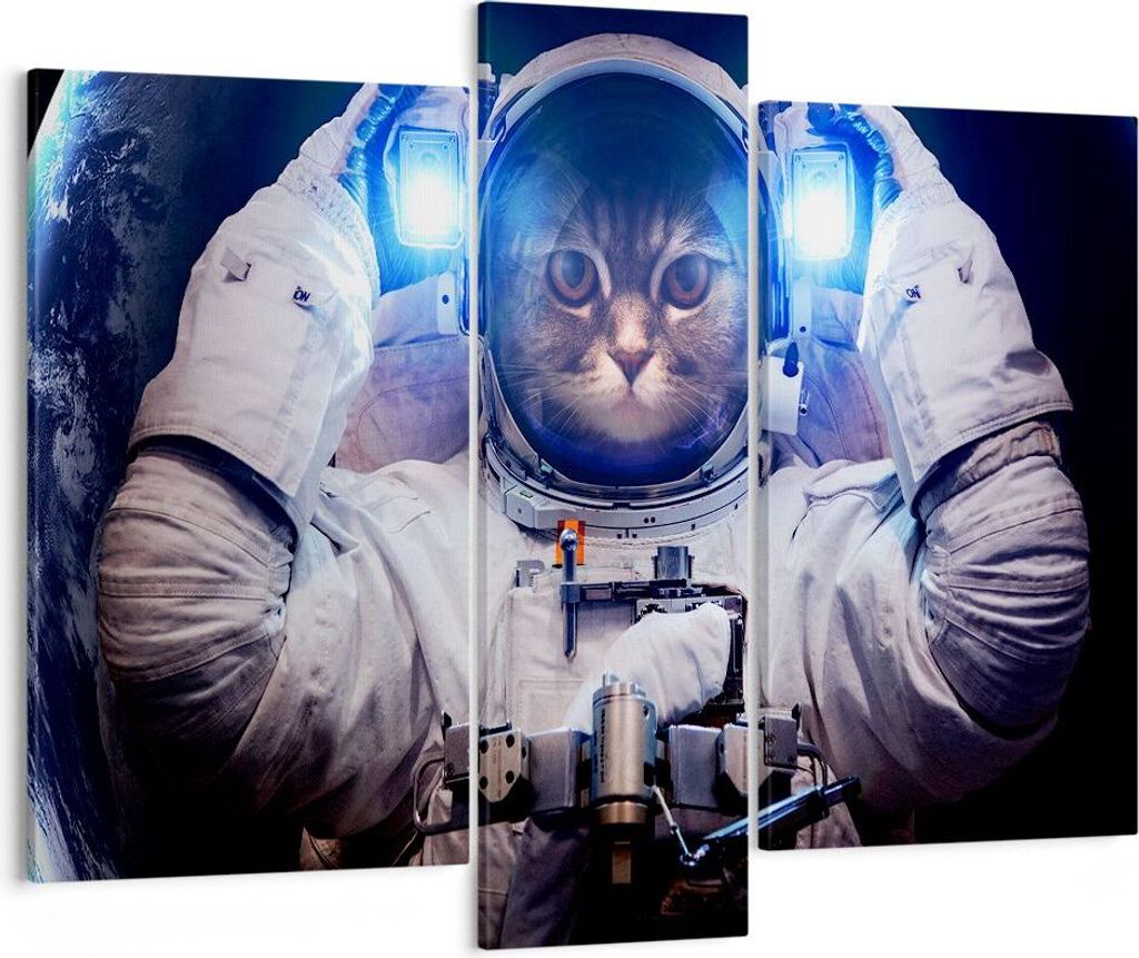 Bild auf Leinwand - Leinwandbild - Kosmonaut Katze - 95x80cm - Wand Bild - Wanddeko - Wandbilder - Leinwanddruck - Bilder - Kunstdruck - Wanddekora...