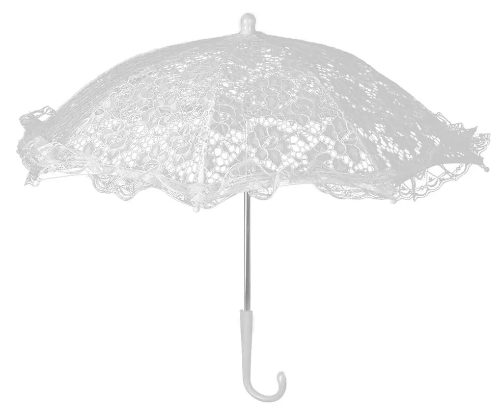 Parapluie de mariage en dentelle blanche 42x49cm avec poignée en J chic