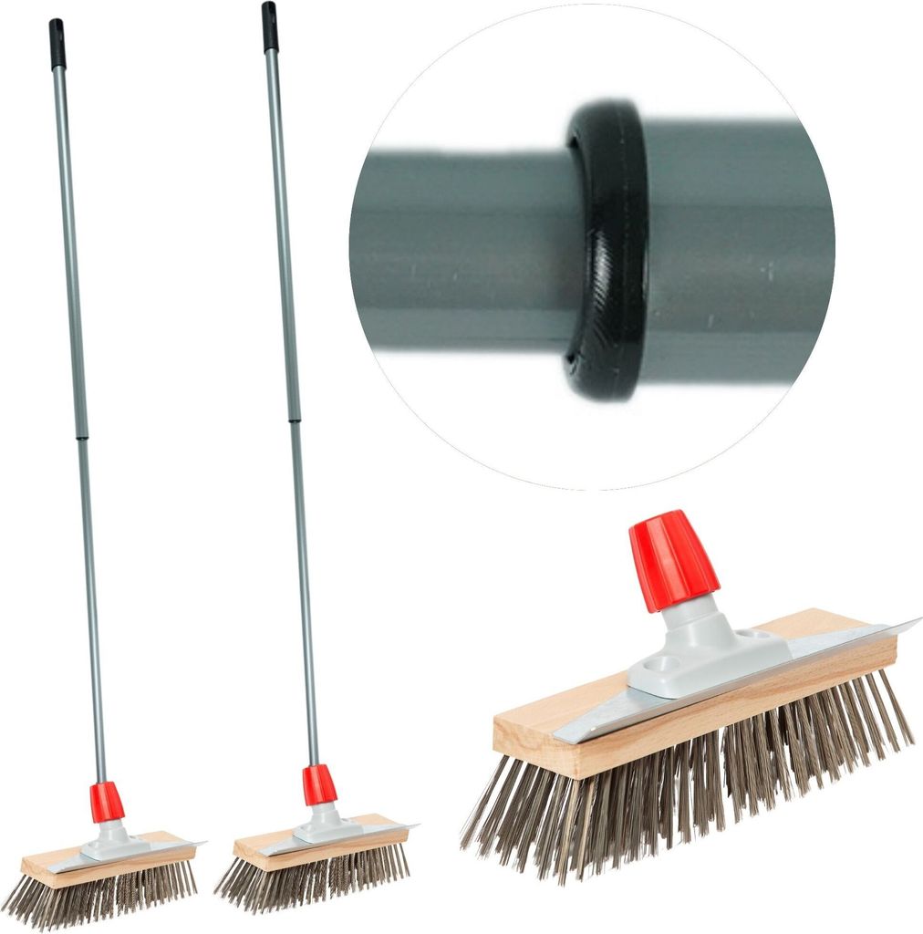 Novaliv 2x Brosse métallique robuste avec manche - Balai en Image du produit 