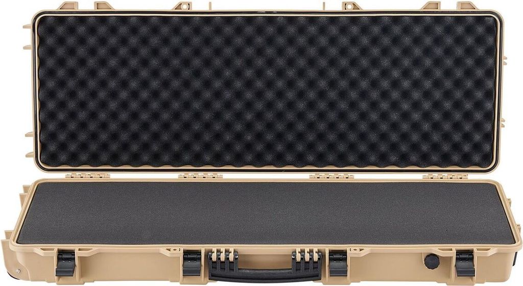 Hard Rifle Case, Lockable Rifle Case with Pre-cut Foams, 1066 mm Movable Gun Storage with Wheels, IP67 Waterproof & Dustproof Pistol Storage for Ri...