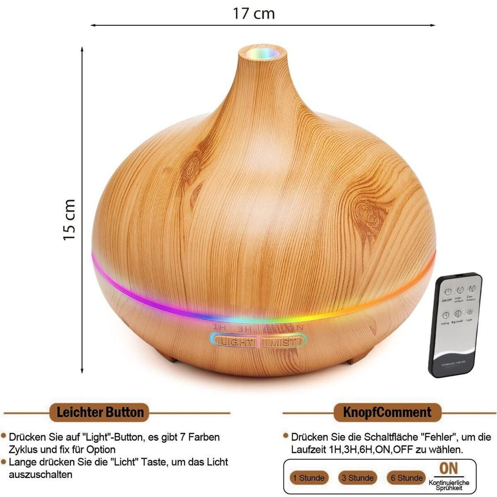 LED Licht Ultraschall Humidifier Aroma Diffuser Diffusor Produktbild 5