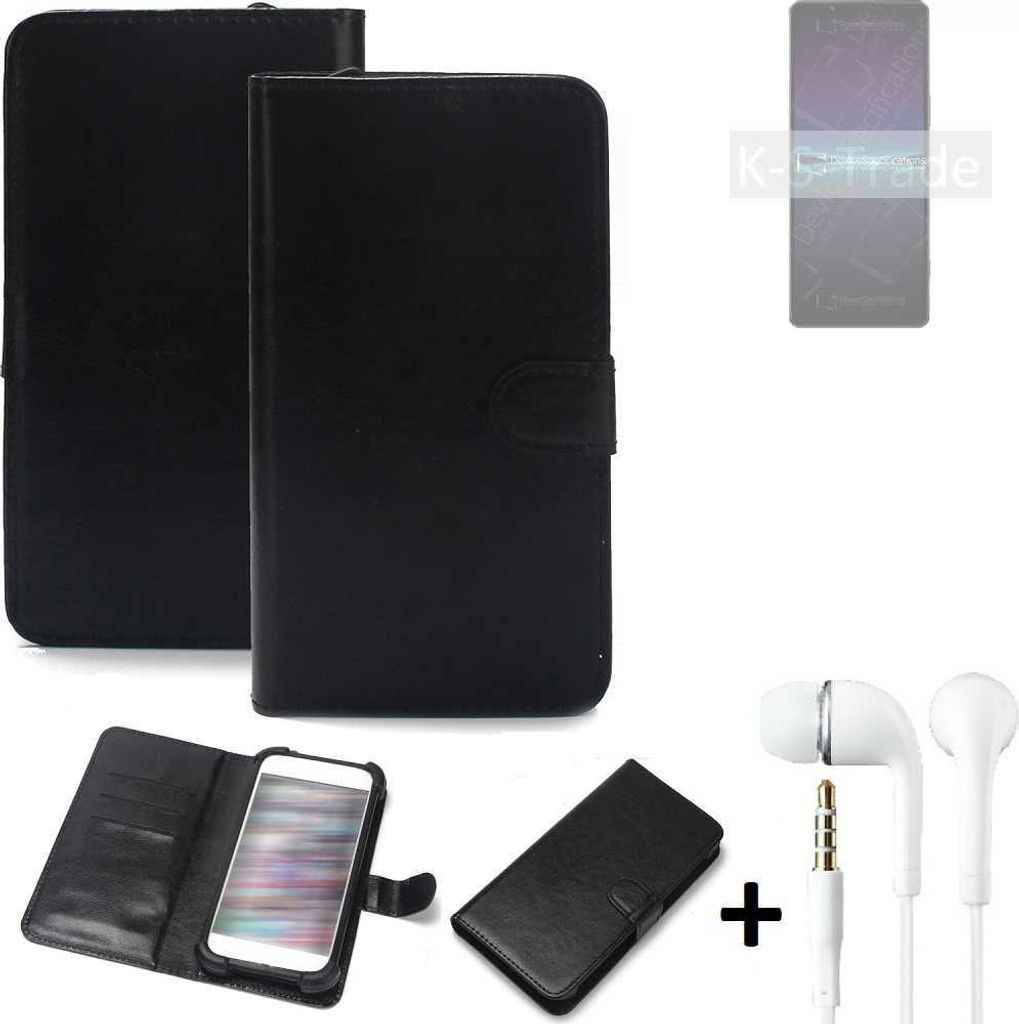 K-S-Trade Wallet Case Handyhülle kompatibel mit Sony Xperia 1 IV Schutzhülle Flip cover Flipstyle Tasche Hülle Flipcover Slim Bumper schwarz + in