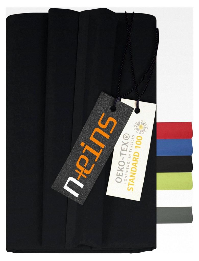 Bettlaken ohne Gummizug - 100% Baumwolle - ca. 150 x 250 cm, schwarz