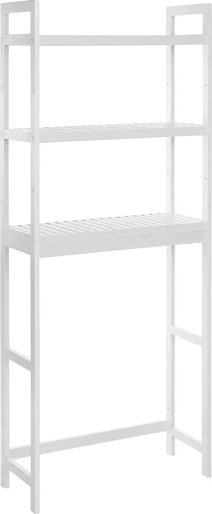 Étagère de toilette en bambou blanc à 3 étages, rangement robuste 163 cm