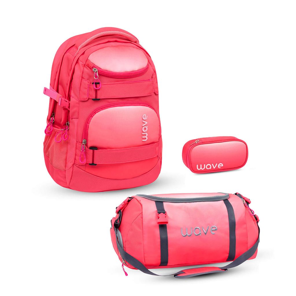 Wave Wave Infinity Schulrucksack Set 3 tlg. - Ombre Coral Paradise