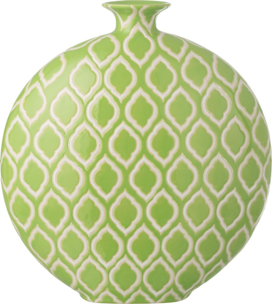 J-Line Vase Kariert Porzellan Grün/Weiß Large