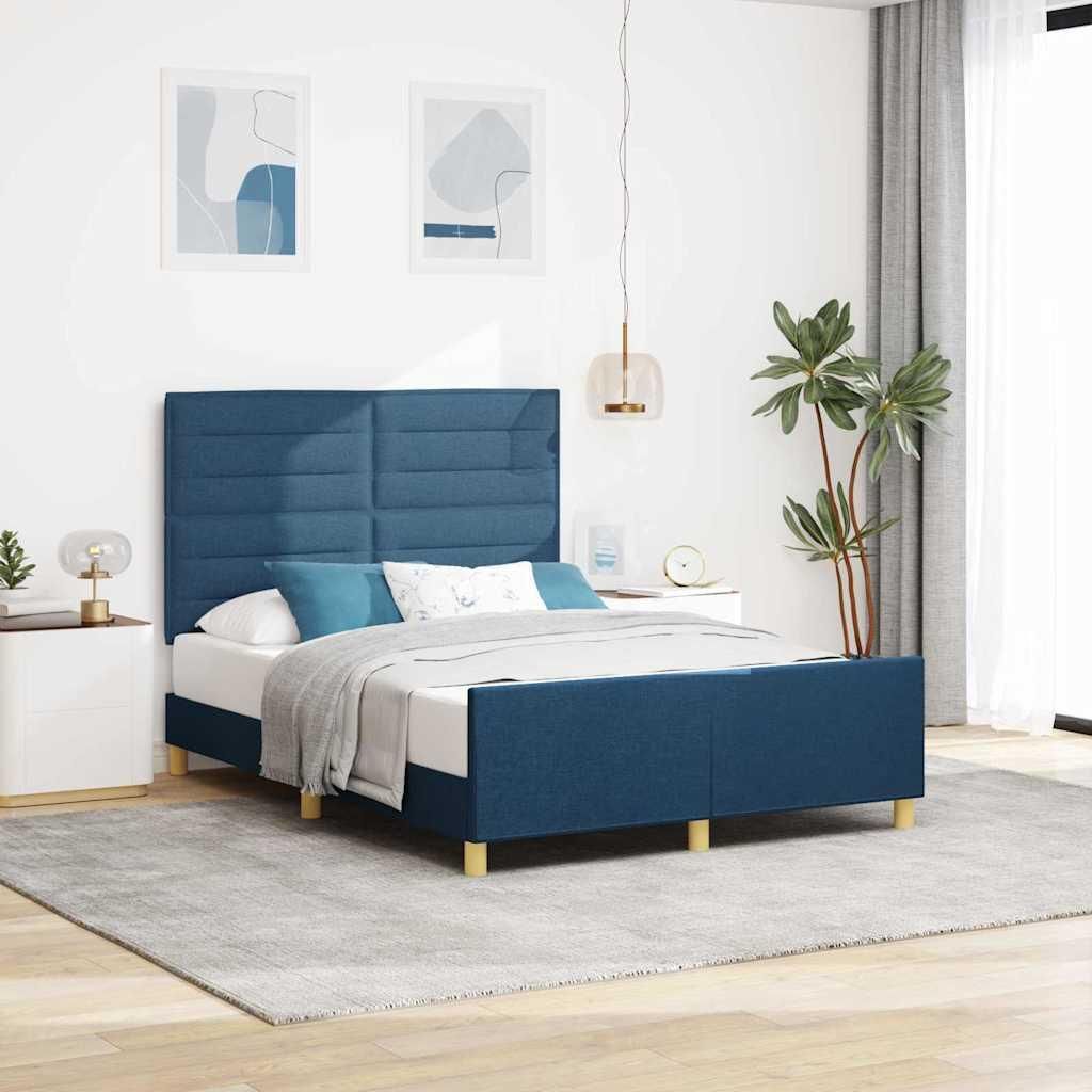 Maison Exclusive - Bettgestell mit Kopfteil Blau 160 x 200 cm Stoff