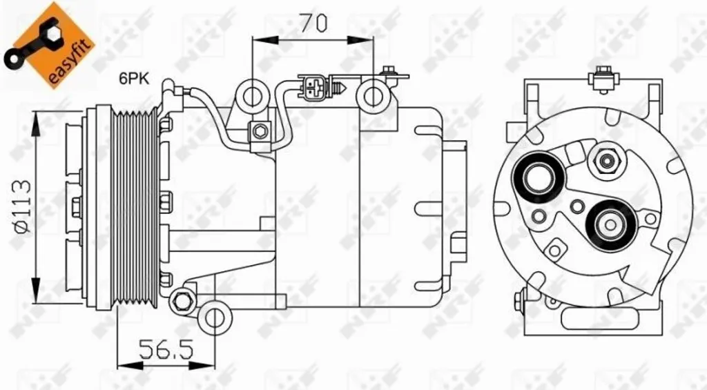 Compresseur de climatisation NRF 32722 compatible OE 1405865 pour Focus
