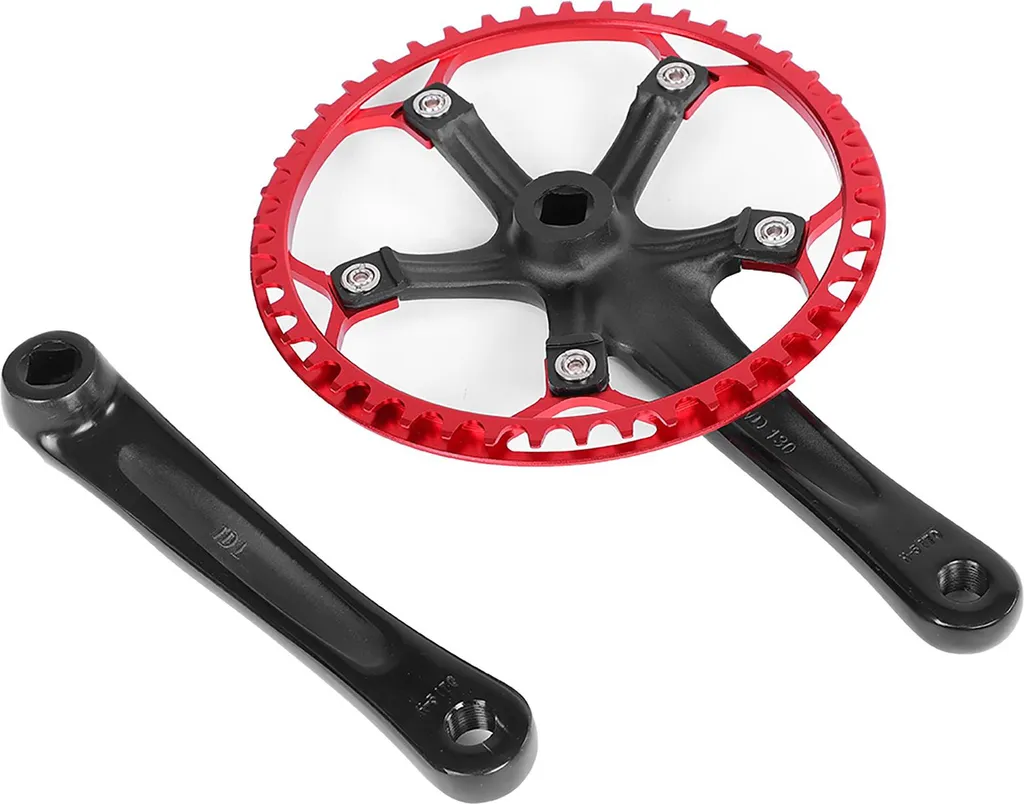 Pédalier Monovitesse 45T Rouge Ultra Léger 170mm en Alliage Résistant