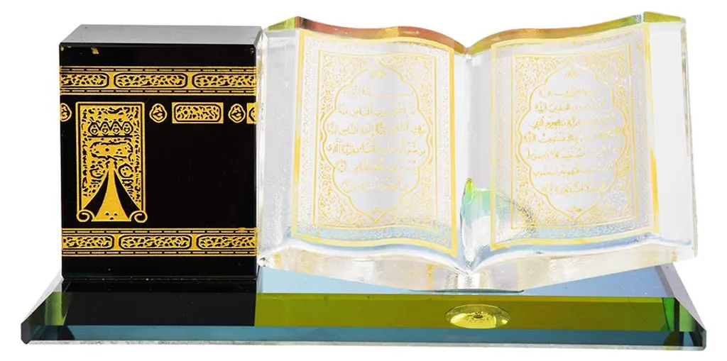 Miniature Kaaba en Cristal avec Dorures Artisanales - Set de 2 Modèles