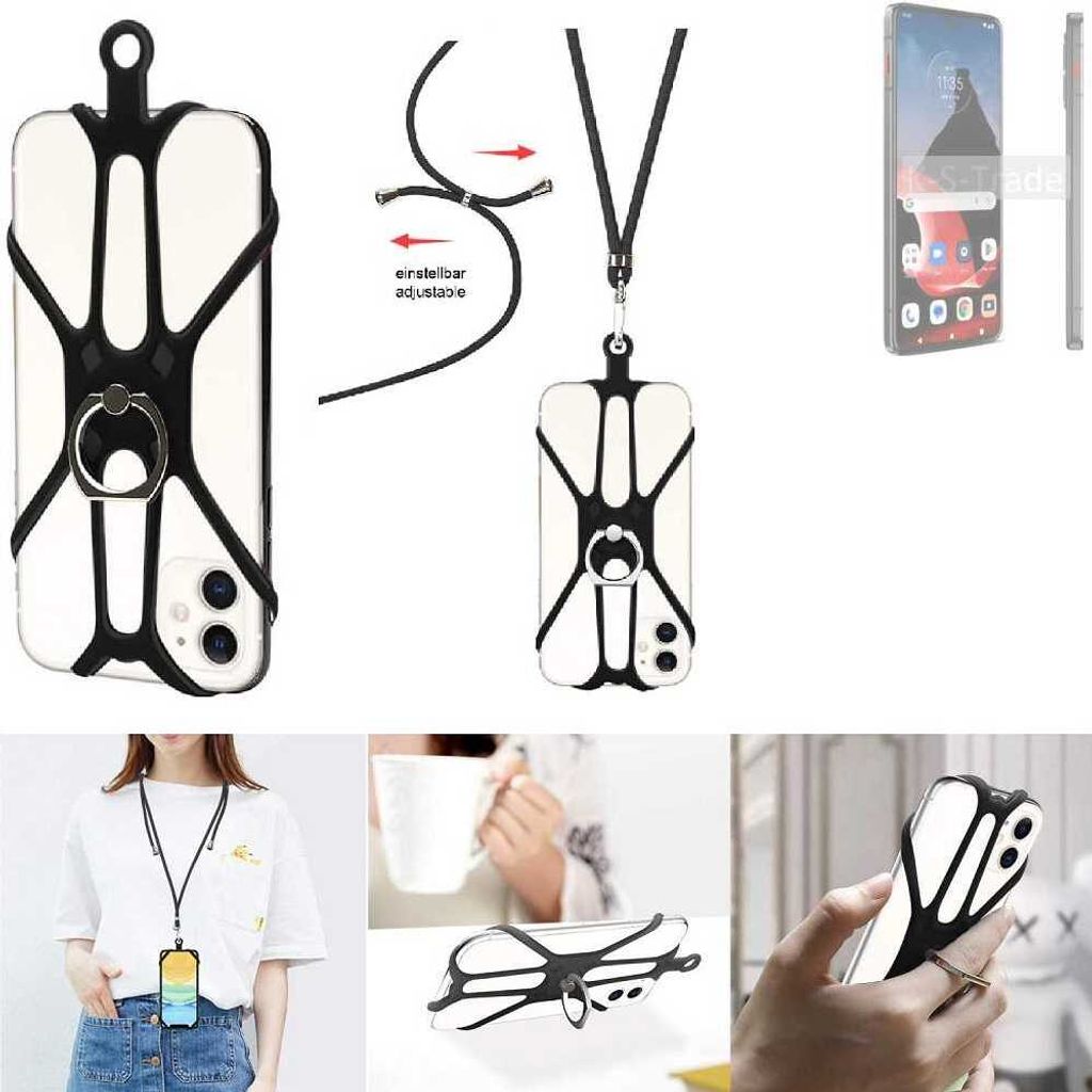 K-S-Trade 3in1 Handykette Handyband Handykordel Halsband Smartphone-Ring Handy-Ring kompatibel mit Motorola ThinkPhone Fingerhalterung Handyring