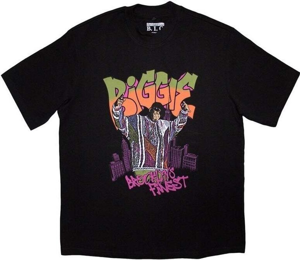 Notorious B.I.G. Cartoon Graffiti Black 2XL T-Shirt