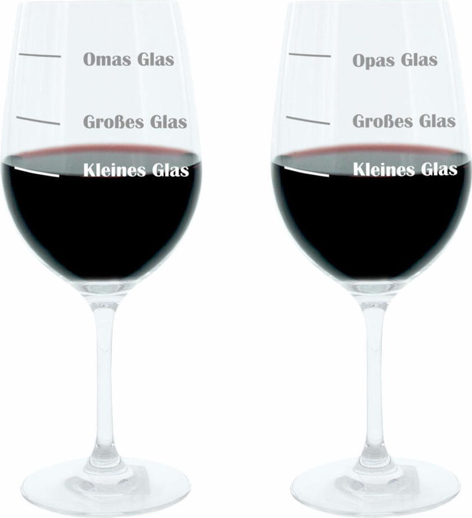 Leonardo Weinglas XL, Omas und Opas Glas, 2er Set, Geschenk Stimmungsglas mit lustiger Gravur, Mood Wein Glas, 610ml