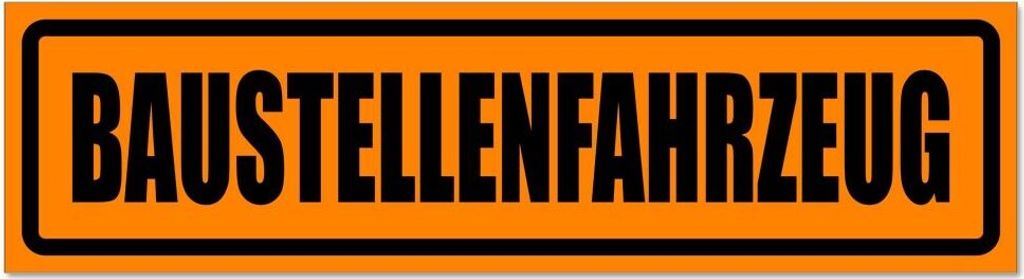 Kiwistar - Autoaufkleber - Orange - Schwarz - 60 x 16 cm - Baustellenfahrzeug invertiert - Hinweis Aufkleber Sticker für Auto, Kfz, Fahrrad, PKW, LKW