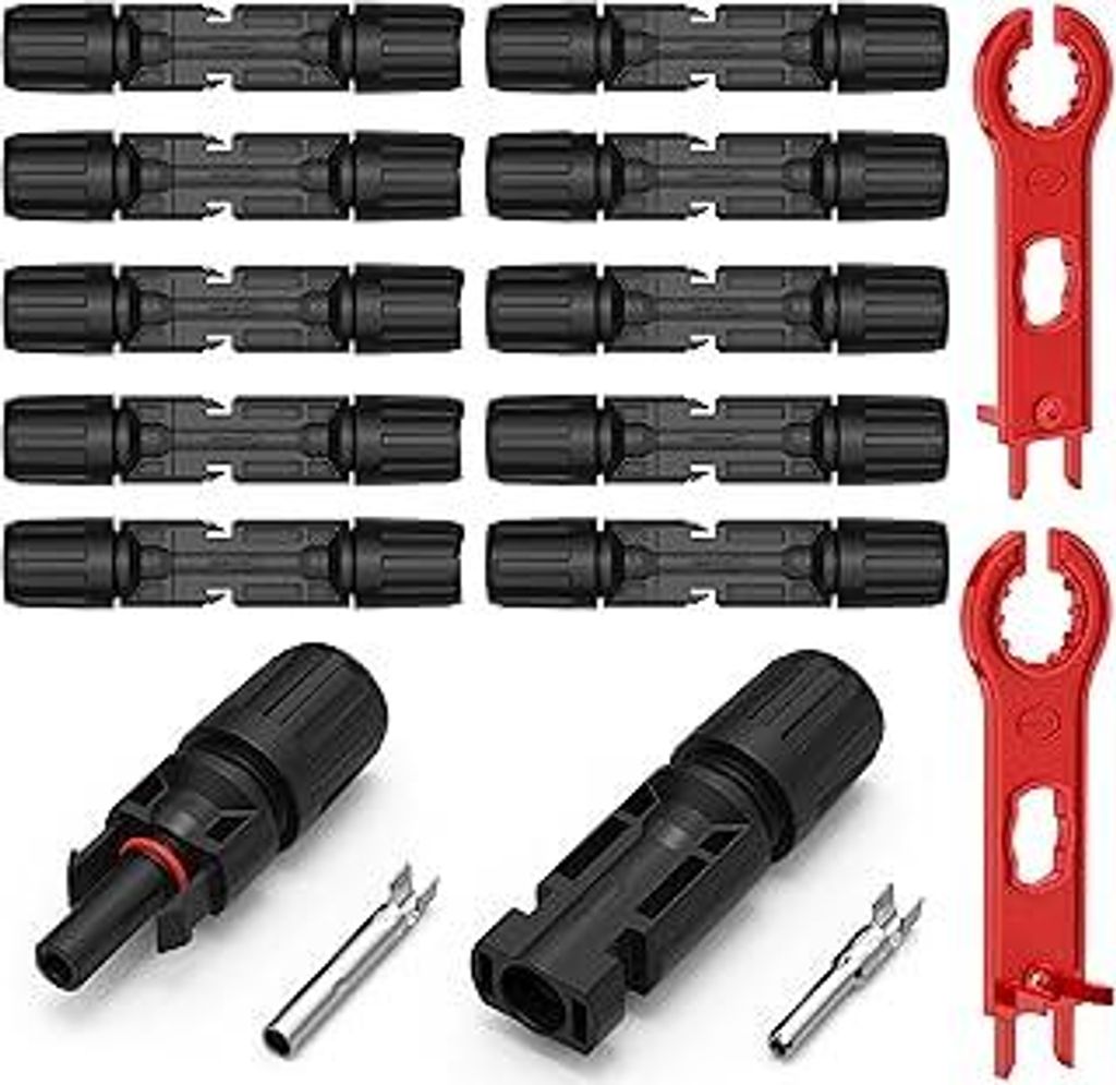 RedStar24 Solarstecker 10 Paar - Steckverbinder Männlich & Weiblich Solarpanel Stecker IP67 Wasserdicht, PV Stecker Kompatibel mit 4mm2 & 6mm2 Sol...