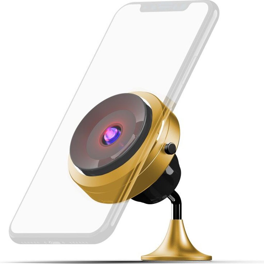 MA05- Handyhalterung mit Vakuumsauger und kabelloser Aufladung QC3.0 - GOLD