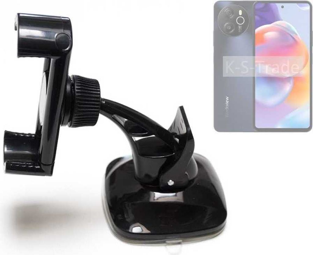 K-S-Trade kompakte Handy-Halterung Windschutzscheibe kompatibel mit Blackview Shark 8 Armaturenbrett schwarz Autohalterung KFZ Halter