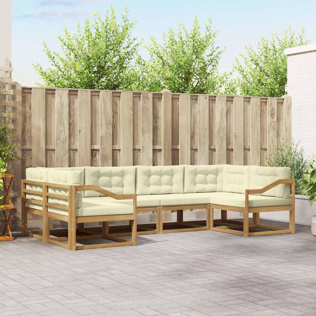 Möbel Outdoor-Sofagarnitur mit Kissen 6 pcs Weiß und CremeGartensofas - Gartensofas c2856