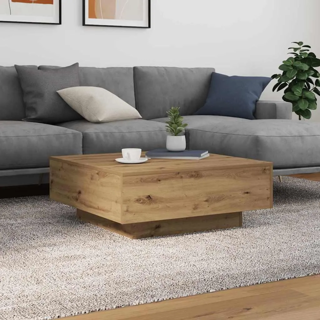 Tavolino Soggiorno Rovere Artisan 80x80x31 cm | Maison Exclusive Robusto