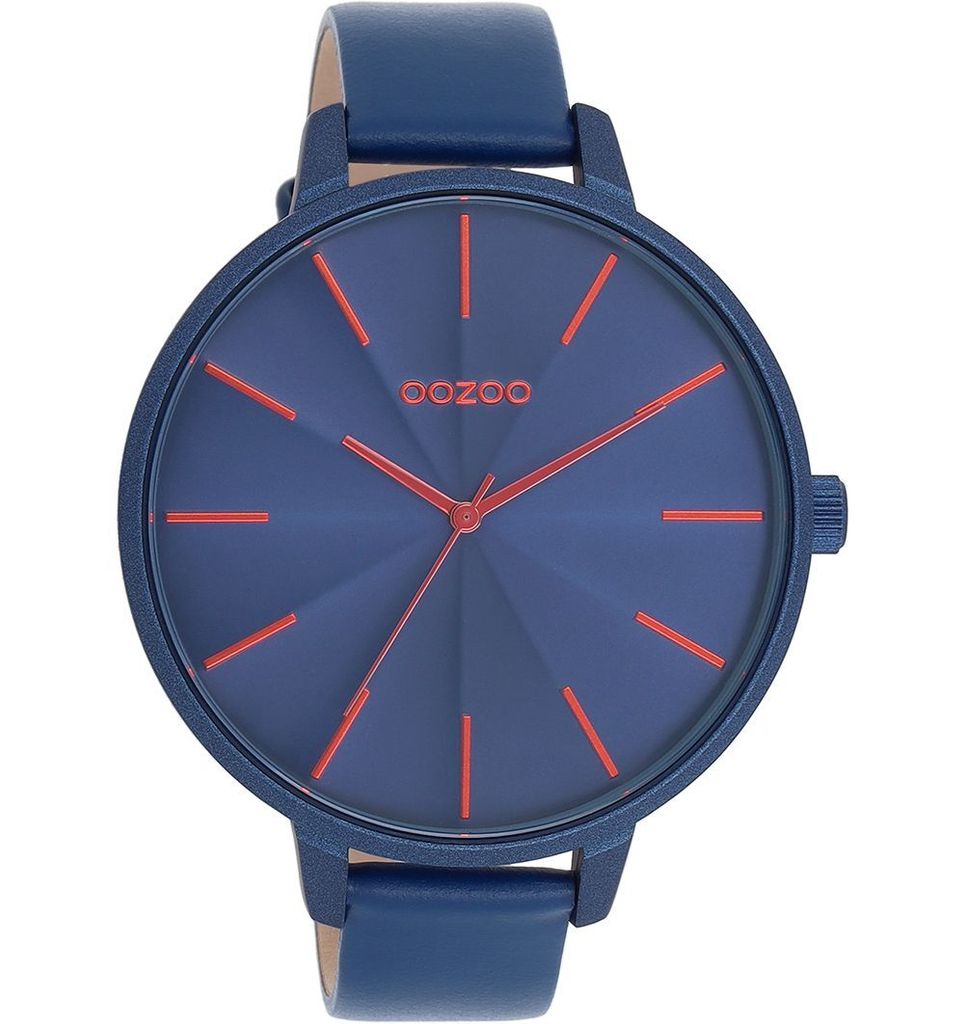 Oozoo Armbanduhr blau Leder Timepieces Damen Analog-Quarzuhr UOC11252